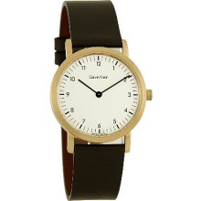 Calvin Klein Mens 31Mm Gold Tone Brown Leather Band Watch K1423.41