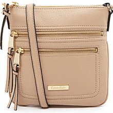 Calvin Klein Pebble Leather Cross-Body Bag - Nude