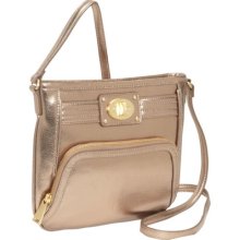 Calvin Klein Turn-lock Crossbody In Antique Bronze Metallic