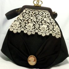 Cameo & Lace Victorian-Esque Vintage Handbag