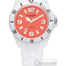 Cannibal - Childrens White Rubber Orange Dial Watch - Cj209-01g