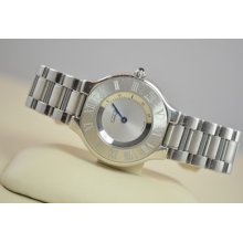 Cartier 21 Stainless Steel Swiss Quartz Watch 1330 Silver Dial