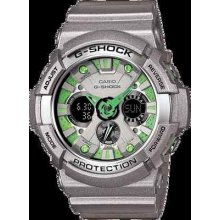 Casio G-shock Ga200sh-8a Gray & Green Analog Digital Dial X-large Limited