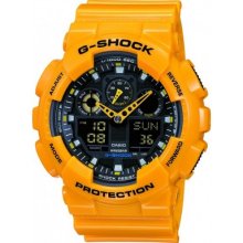 Casio men's G-shock GA100A-9A Limited Yellow Strap Watch