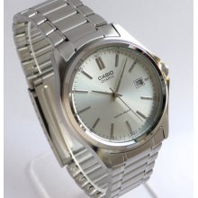 Casio Silver Round Dial With Date Men's Watch