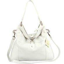 Cavalcanti Italian Made Natural White Calf Leather Designer Foldover Handbag