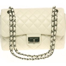 Celebrity Double Flap Quilted Chain Shoulder Bag Handbag Real Lambskin Leather
