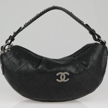 Chanel Black Caviar Leather Outdoor Ligne Small Hobo Bag