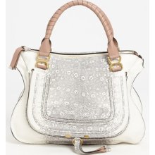 Chloe 'Marcie - Large' Lizard Print Leather Shoulder Bag Black/ White