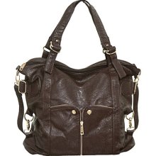 Chocolate Brown Large ''Waverly'' Cross-body Convertible Tote