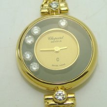 Chopard Geneve 18k Yellow Gold .35ctw Floating Diamond Ladies Watch