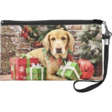 Christmas - Golden Retriever - Atticus Wristlet Purses