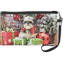 Christmas - Shih Tzu - Daisy Wristlet Clutch