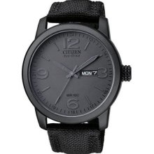 Citizen Eco-drive Canvas Black Ion Plated Mens Watch Bm8475-00f