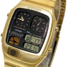 Citizen Retro Ana-digi Temperature Classic Gold Tone Watch Jg2012-50e