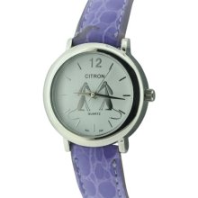 Citron Women's Quartz Watch With White Dial Analogue Display And Purple Plastic Or Pu Strap Asl250/C