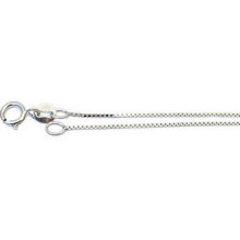 Classic 10k White Gold Solid Box Chain .7mm Wide 20 Inch W/ Spring Ring Clasp