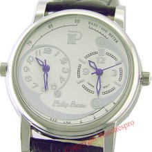 Classic Philip Persion 2 Time Zone Leather Watch