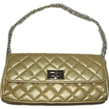 Classy Designer Lk Gold Quilted Clutch Shoulder Bag