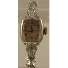 Clean Vintage Hamilton Diamond 14k White Gold Watch 17 Jewel