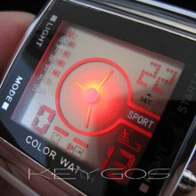 Clock Digital Hours Date Alarm Led Men White Rubber Wrist Watch Wv053