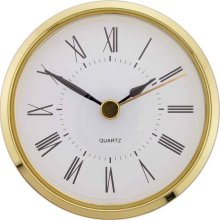 Clock Movement Bezel Insert 2 13/16inch Gold Bezel with White Dial Roman Numerals