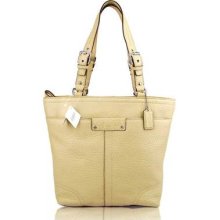 Coach 100% Authentic Hamilton Lunch Tote Handbag Purse Sand Cream Leather F13089