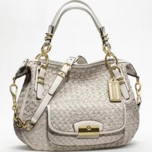 Coach 19341 Kristin Pinnacle Woven Leather Laila Satchel - Brass/parchment