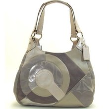 Coach 20032 Taupe Inlaid Patchwork hobo bag