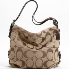 Coach 24cm Signature Duffle Hobo Shoulder Bag F15067 Khaki/mahogany $328