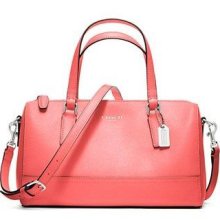 Coach 49392 Saffiano Leather Mini Satchel Coral Handbag Bag Purse