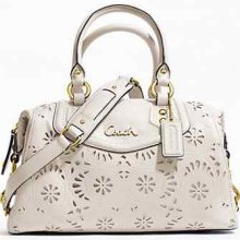 Coach Ashley Lace Leather Satchel Rose,black,blue, And Ivory F21929 $498