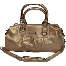 Coach Ashley Perforated Signature Leather Satchel Bag Gold F17130