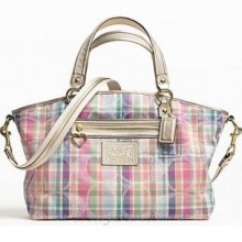 Coach Daisy Madras Large Satchel Shoulder Bag Brass/multicolor 23389