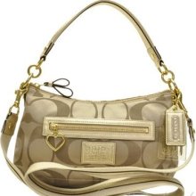 Coach Daisy Signature Crossbody Shoulder Purse Khaki Gold