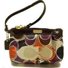 Coach Handbag Ashley Hand Drawn Scarf Print Medium Wristlet Multicolor