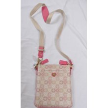 Coach Heart Coated Canvas Swingpack Bag 48990 Pink Multicolor