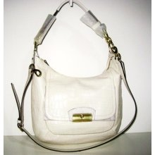 Coach Kristin Embossed Exotic Leather Hobo White Brass 22925 Msrp $428