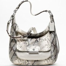 Coach Kristin Embossed Python Round Hobo Shoulder Bag Purse 19323 Cross Body