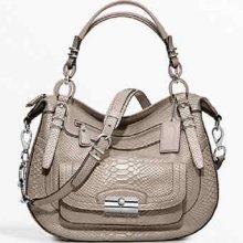 Coach Kristin Pinnacle Leather Python Laila Satchel 19342 Bag Taupe Grey