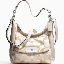 COACH KRISTIN SIGNATURE HOBO - F22301 MSRP $328 - Stone - Large