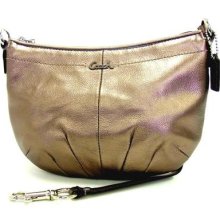 Coach Metallic Leather Champagne Gold Shoulder Bag Purse Golden Handbag