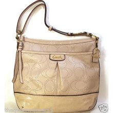 Coach Park Elevated Leather Duffle Bag Tote Purse $468 Tan Taupe Beige 19739