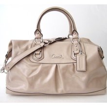 Coach Patent Leather Ashley Large Satchel Handbag Putty (light Beige)