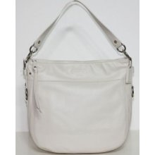 Coach Pearl White Leather Zoe Hobo Bag Purse 14706