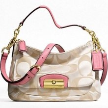 Coach Signature Kristin East-west Pink Crossbody Handbag Khaki/rose