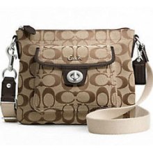 Coach Signature Penelope Messenger Cross Body Flap Shoulder Bag F45026 $148