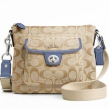 Coach Signature Pocket Swingpack Crossbody Purse Bag F45026 Khaki