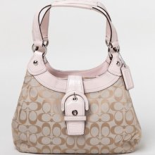 Coach Soho Khaki Blush Signature Hobo Bag Shoulder Purse Handbag