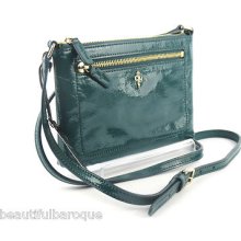 Cole Haan Ali Mini Crossbody Dark Teal Green Patent Leather Jitney Unit